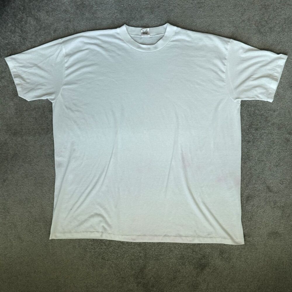 VTG Paramount Sportswear Shirt Men's 4XL White Blank Short Sleeve Crew Neck Tee